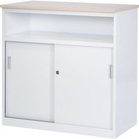 トラスコ中山 TRUSCO CVAカウンター W900中棚付ハイカウンター(天板カラー:ナチュラル(木目調)) CVA-9HST-NA 1台（直送品）