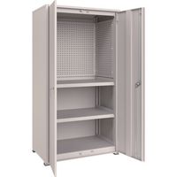 TRUSCO M3中量棚 背板・側板・扉付 W1200XD595XH1800 中棚2段 パンチングパネル付 M36364IPP3SGD 1台（直送品）