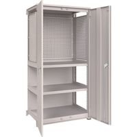 TRUSCO M3中量棚 背板・扉付 W1200XD595XH1800 中棚2段 パンチングパネル付 連結 M36364IPP3SGDB（直送品）