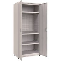 TRUSCO M3中量棚 背板・側板・扉付 W900XD595XH2100 中棚3段 パンチングパネル付 M3U7365IPP3SGR 1台（直送品）