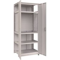 TRUSCO M3中量棚 背板・扉付 W900XD595XH2100 中棚3段 パンチングパネル付 連結 M3U7365IPP3SGRB（直送品）