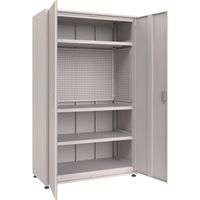 TRUSCO M3中量棚 背板・側板・扉付 W1200XD595XH2100 中棚3段 パンチングパネル付 M3U7465IPP4SGR（直送品）