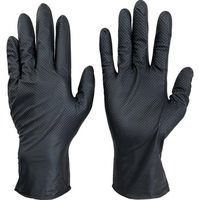 TRUSCO 使い捨てニトリル手袋 ワーカーズグローブ すべり止め付き極厚0.18mm 粉なし黒LL 50枚入 TGNN18DBKLL（直送品）