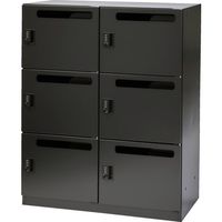 TRUSCO パーソナルロッカー(セキュリティーダイヤル錠タイプ) 2列3段 6人用 投入口付 H1110ブラック TPL06BK-RD（直送品）