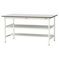 軽量作業台/耐荷重150kg 固定式H950mm 中間棚付き+足元半面棚付き RoHS2指令対応塩ビシート天板 ワークテーブル150シリーズ（直送品）