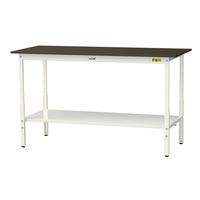 実験用作業台/耐荷重150kg 高さ調整H900~1200mm 全面棚付き 指紋レスメラミン天板 ワークテーブルLABシリーズ SLMAHー（直送品）