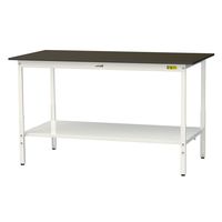 実験用作業台/耐荷重150kg 高さ調整H900~1200mm 全面棚付き 指紋レスメラミン天板 ワークテーブルLABシリーズ SLMAHー（直送品）