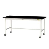 実験用作業台/耐荷重128kg キャスター付きH825mm 耐薬品ケミテクト天板 ワークテーブルLABシリーズ SLKCー1875ーBKW（直送品）