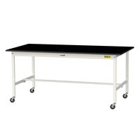実験用作業台/耐荷重128kg キャスター付きH825mm 耐薬品ケミテクト天板 ワークテーブルLABシリーズ SLKCー1890ーBKW（直送品）