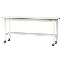 軽量作業台/耐荷重128kg キャスター付きH825mm 半面棚付き 低圧メラミン天板 ワークテーブル150シリーズ SUPCー1845Tー（直送品）