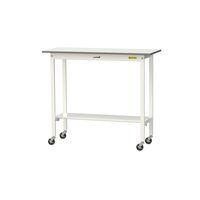 軽量作業台/耐荷重128kg キャスター付きH1035mm 半面棚付き 低圧メラミン天板 ワークテーブル150シリーズ SUPHCー1245（直送品）