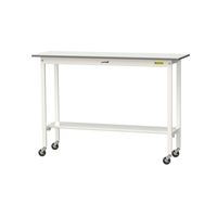 軽量作業台/耐荷重128kg キャスター付きH1035mm 半面棚付き 低圧メラミン天板 ワークテーブル150シリーズ SUPHCー1545（直送品）