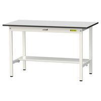 軽量作業台/耐荷重150kg 固定式H740mm 半面棚付き RoHS2指令対応塩ビシート天板 ワークテーブル150シリーズ SURー126（直送品）