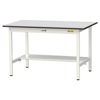軽量作業台/耐荷重150kg 固定式H740mm 半面棚付き RoHS2指令対応塩ビシート天板 ワークテーブル150シリーズ SURー127（直送品）