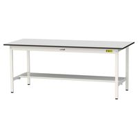 軽量作業台/耐荷重150kg 固定式H740mm 半面棚付き RoHS2指令対応塩ビシート天板 ワークテーブル150シリーズ SURー187（直送品）