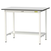 軽量作業台/耐荷重150kg 固定式H950mm 半面棚付き RoHS2指令対応塩ビシート天板 ワークテーブル150シリーズ SURHー12（直送品）