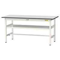 軽量作業台/耐荷重150kg 固定式H740mm 中間棚付き RoHS2指令対応塩ビシート天板 ワークテーブル150シリーズ SURー156（直送品）