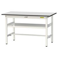 軽量作業台/耐荷重150kg 固定式H740mm 中間棚付き RoHS2指令対応塩ビシート天板 ワークテーブル150シリーズ SURー126（直送品）