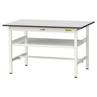 軽量作業台/耐荷重150kg 固定式H740mm 中間棚付き RoHS2指令対応塩ビシート天板 ワークテーブル150シリーズ SURー127（直送品）
