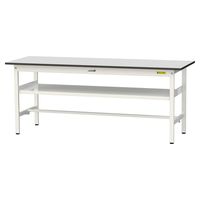 軽量作業台/耐荷重150kg 固定式H740mm 中間棚付き RoHS2指令対応塩ビシート天板 ワークテーブル150シリーズ SURー186（直送品）
