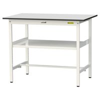 軽量作業台/耐荷重150kg 固定式H950mm 中間棚付き RoHS2指令対応塩ビシート天板 ワークテーブル150シリーズ SURHー12（直送品）