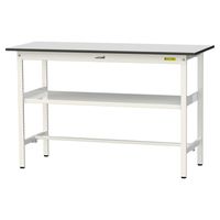 軽量作業台/耐荷重150kg 固定式H950mm 中間棚付き RoHS2指令対応塩ビシート天板 ワークテーブル150シリーズ SURHー15（直送品）