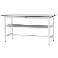 軽量作業台/耐荷重150kg 固定式H950mm 中間棚付き RoHS2指令対応塩ビシート天板 ワークテーブル150シリーズ SURHー18（直送品）