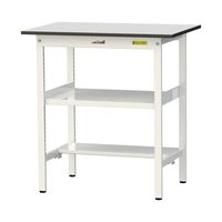 軽量作業台/耐荷重150kg 固定式H950mm 中間棚付き+足元半面棚付き RoHS2指令対応塩ビシート天板 ワークテーブル150シリーズ（直送品）