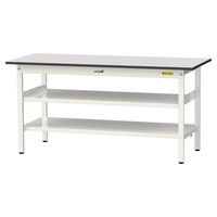軽量作業台/耐荷重150kg 固定式H740mm 中間棚付き+足元全面棚付き RoHS2指令対応塩ビシート天板 ワークテーブル150シリーズ（直送品）
