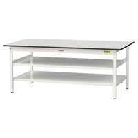 軽量作業台/耐荷重150kg 固定式H740mm 中間棚付き+足元全面棚付き RoHS2指令対応塩ビシート天板 ワークテーブル150シリーズ（直送品）
