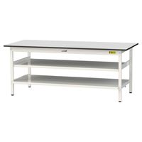 軽量作業台/耐荷重150kg 固定式H740mm 中間棚付き+足元全面棚付き RoHS2指令対応塩ビシート天板 ワークテーブル150シリーズ（直送品）