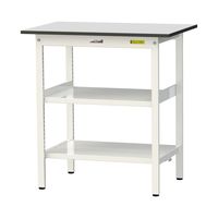 軽量作業台/耐荷重150kg 固定式H950mm 中間棚付き+足元全面棚付き RoHS2指令対応塩ビシート天板 ワークテーブル150シリーズ（直送品）