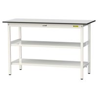 軽量作業台/耐荷重150kg 固定式H950mm 中間棚付き+足元全面棚付き RoHS2指令対応塩ビシート天板 ワークテーブル150シリーズ（直送品）