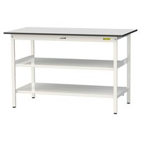 軽量作業台/耐荷重150kg 固定式H950mm 中間棚付き+足元全面棚付き RoHS2指令対応塩ビシート天板 ワークテーブル150シリーズ（直送品）