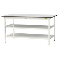 軽量作業台/耐荷重150kg 固定式H950mm 中間棚付き+足元全面棚付き RoHS2指令対応塩ビシート天板 ワークテーブル150シリーズ（直送品）
