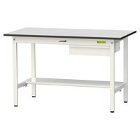 軽量作業台/耐荷重150kg 固定式H740mm 引き出し+半面棚付き RoHS2指令対応塩ビシート天板 ワークテーブル150シリーズ SU（直送品）