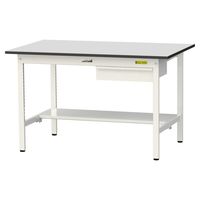 軽量作業台/耐荷重150kg 固定式H740mm 引き出し+半面棚付き RoHS2指令対応塩ビシート天板 ワークテーブル150シリーズ SU（直送品）