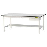軽量作業台/耐荷重150kg 固定式H740mm 引き出し+半面棚付き RoHS2指令対応塩ビシート天板 ワークテーブル150シリーズ SU（直送品）