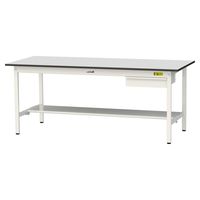 軽量作業台/耐荷重150kg 固定式H740mm 引き出し+半面棚付き RoHS2指令対応塩ビシート天板 ワークテーブル150シリーズ SU（直送品）