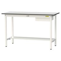 軽量作業台/耐荷重150kg 固定式H950mm 引き出し+半面棚付き RoHS2指令対応塩ビシート天板 ワークテーブル150シリーズ SU（直送品）