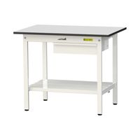 軽量作業台/耐荷重150kg 固定式H740mm 引き出し+全面棚付き RoHS2指令対応塩ビシート天板 ワークテーブル150シリーズ SU（直送品）