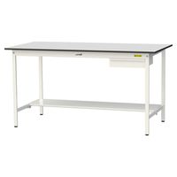 軽量作業台/耐荷重150kg 固定式H950mm 引き出し+半面棚付き RoHS2指令対応塩ビシート天板 ワークテーブル150シリーズ SU（直送品）