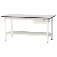 軽量作業台/耐荷重150kg 固定式H740mm 引き出し+全面棚付き RoHS2指令対応塩ビシート天板 ワークテーブル150シリーズ SU（直送品）