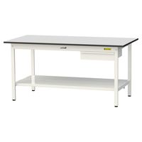 軽量作業台/耐荷重150kg 固定式H740mm 引き出し+全面棚付き RoHS2指令対応塩ビシート天板 ワークテーブル150シリーズ SU（直送品）