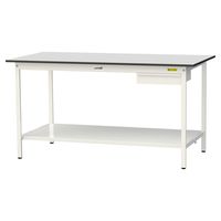 軽量作業台/耐荷重150kg 固定式H950mm 引き出し+全面棚付き RoHS2指令対応塩ビシート天板 ワークテーブル150シリーズ SU（直送品）