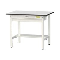 軽量作業台/耐荷重150kg 固定式H740mm ワイド引き出し+半面棚付き RoHS2指令対応塩ビシート天板 ワークテーブル150シリーズ（直送品）