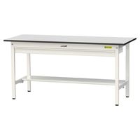 軽量作業台/耐荷重150kg 固定式H740mm ワイド引き出し+半面棚付き RoHS2指令対応塩ビシート天板 ワークテーブル150シリーズ（直送品）