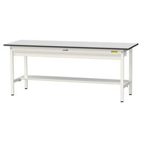 軽量作業台/耐荷重150kg 固定式H740mm ワイド引き出し+半面棚付き RoHS2指令対応塩ビシート天板 ワークテーブル150シリーズ（直送品）