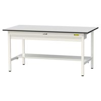 軽量作業台/耐荷重150kg 固定式H740mm ワイド引き出し+半面棚付き RoHS2指令対応塩ビシート天板 ワークテーブル150シリーズ（直送品）