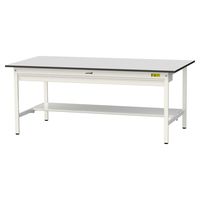 軽量作業台/耐荷重150kg 固定式H740mm ワイド引き出し+半面棚付き RoHS2指令対応塩ビシート天板 ワークテーブル150シリーズ（直送品）